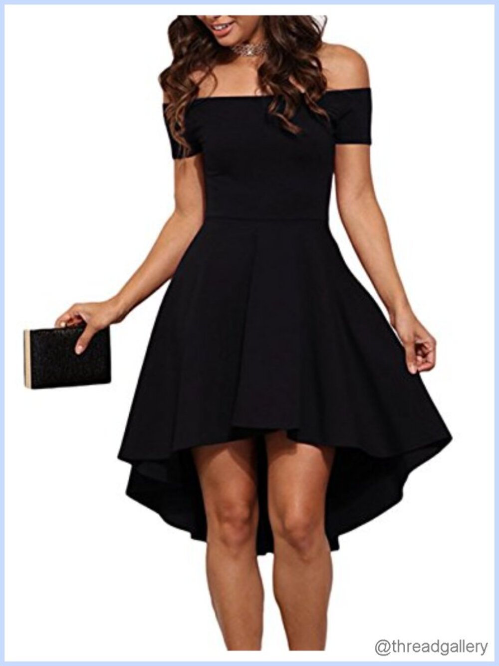 Womens Off Shoulder High Low Skater Cocktail Dress Short Sleeve